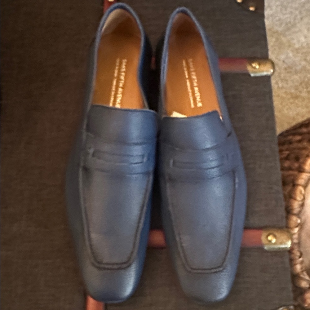 Blue Leather Loafers